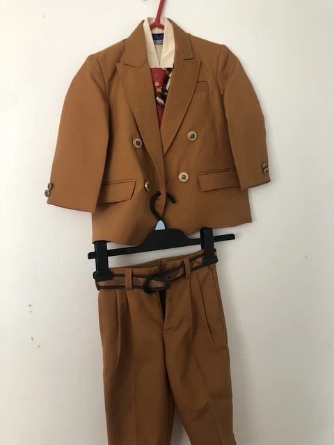 Beautiful Rolex 4 Piece Tan Brown Suit Size 2 Shirt, Tie,trousers, Jacket