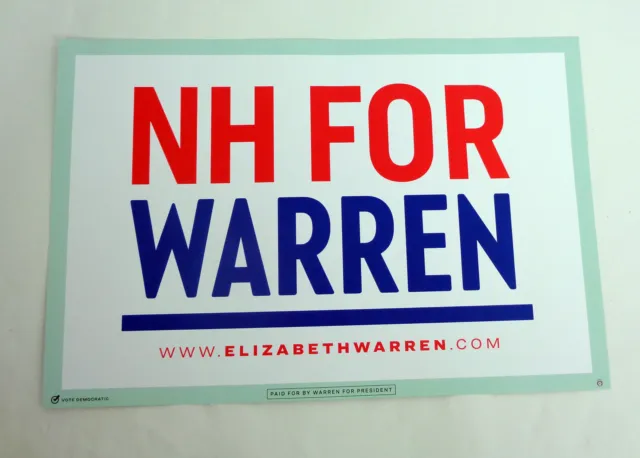 Elizabeth Warren For President 2020 Official Campaign Rally Sign Poster C