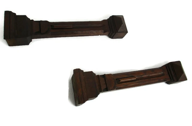 2 pieces Antique French Carved  Wood Pillars Reclaimed Architectural Trim
