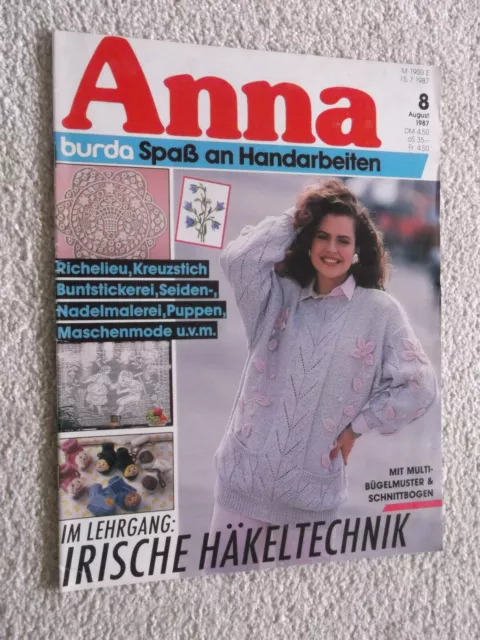 Anna; Burda - Spass an Handarbeiten; Heft 8/1987; komplett;  Kunststricken u.a.