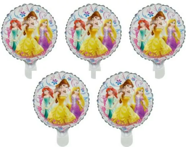 5pcs Mini Princess Air Fill Foil 10” Balloons Party Ariel Rapunzel Belle