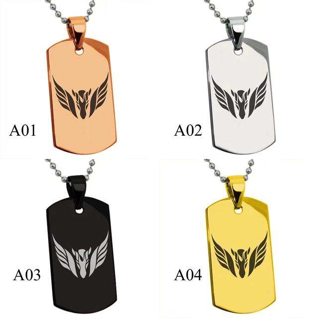Stainless Steel Greek Mythology Pegasus Symbol Engraved Dog Tag Pendant Necklace