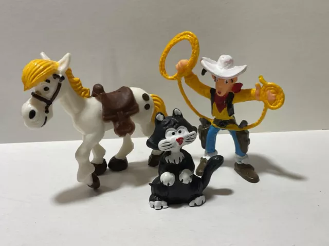 Lucky Luke Comansi Spain 3 x Figur 80er Jahre mit Jolly Jumper, Katze