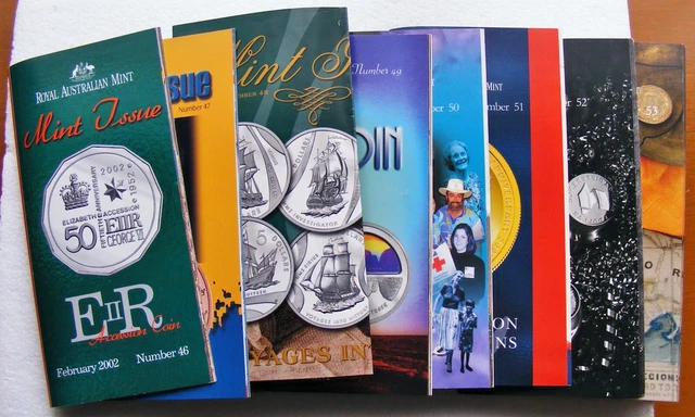 2002 - 2003 8x Bi Monthly Royal Australian Mint Coin Issue 15pg News Booklets