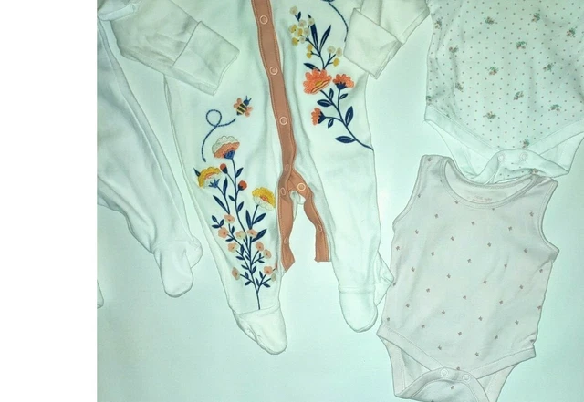 Gilet Bambino Pacchetto Fino A 1 Mese Cotone Babygros Pantaloni Rosa Bianco 3