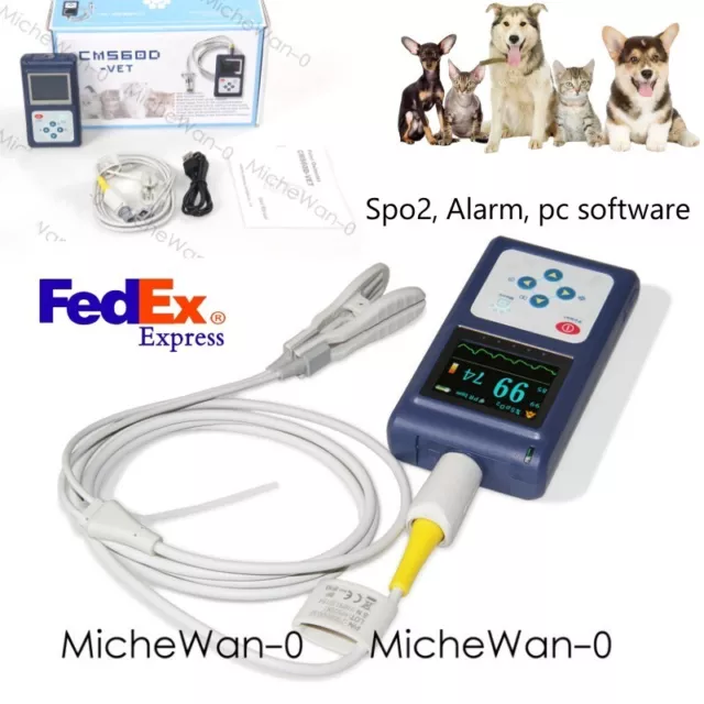 Monitor de frecuencia cardíaca CONTEC CMS60D VET oxímetro de pulso veterinario SPO2, alarma + SW