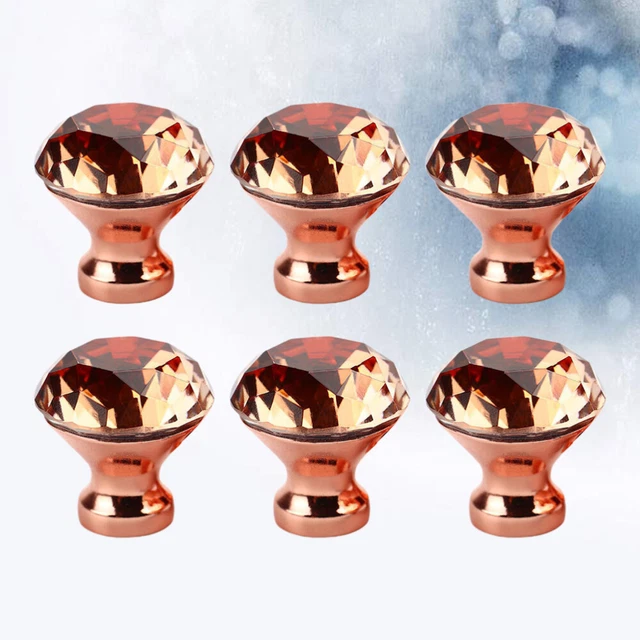 6pcs Diamond Shape Design Crystal Glass Knobs Cupboard Pulls Drawer Knobs