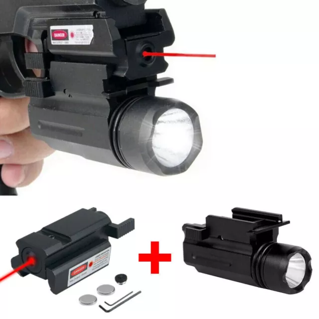 Tactical Pistol LED Flashlight Red Dot Laser Sight Combo For Glock 17 19 20 21