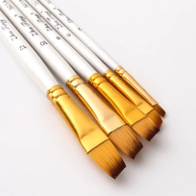 2X Set di pennelli per pittura 5pc Pennello per olio acrilico piatto angolare 11