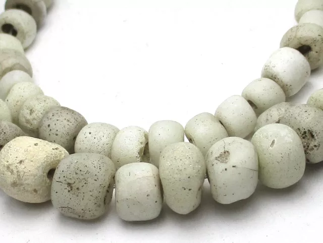 50 Rare Well Worn Tiny/Small Columbia River White Venetian Antique Trade Beads