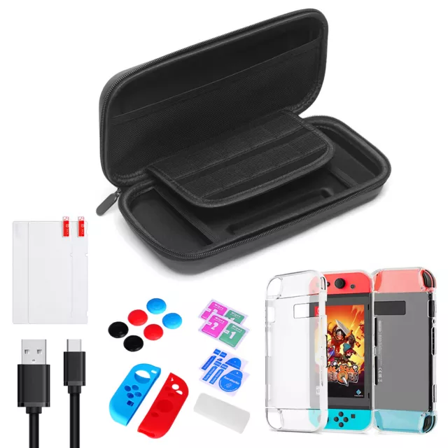 For Nintendo Switch Case Carry EVA Hard Bag+Screen Protector+Cover Accessories 2