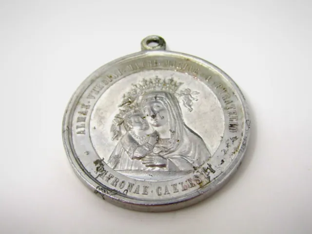 Vintage Christian Medal Charm: Almae Virgini Matri Mariae Mary