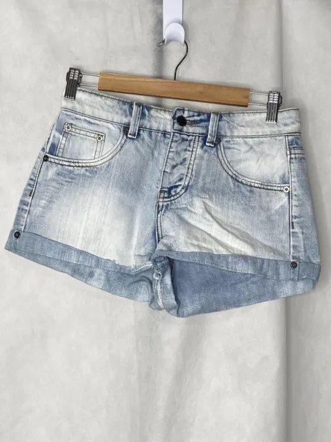 Rip Curl Womens Denim Shorts Light Wash Cuffed Chino Size 25