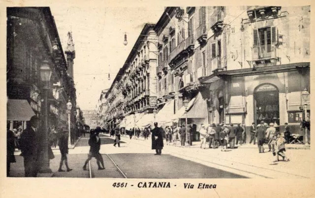 Cartolina Sicilia Catania Via Etnea Viaggiata Anno 1932