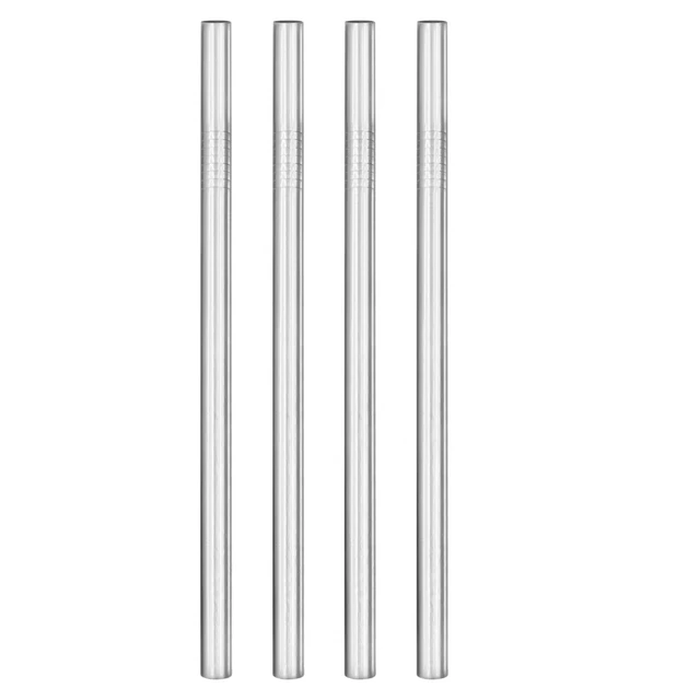 4Pcs 8.46" Long Stainless Steel Straight Straws for Travel Mugs(Silver)