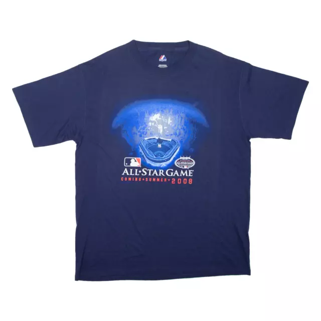 MAJESTIC New York Yankees USA T-Shirt Blue Short Sleeve Mens L