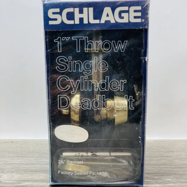 NEW Schlage 1" Throw Single Cylinder Deadbolt Lock and Key - 605 Bright Brass