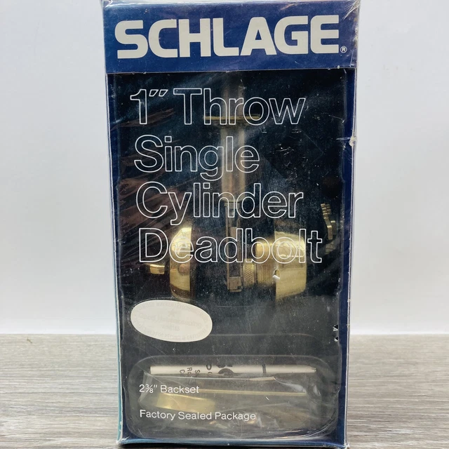 NEW Schlage 1" Throw Single Cylinder Deadbolt Lock and Key - 605 Bright Brass NEW Schlage 1" Throw Single Cylinder Deadbolt Lock and Key - 605 Bright Brass