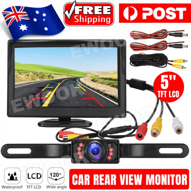 5" Reverse Camera Kit Monitor Screen Car Rear View Night Vision Waterproof Cam