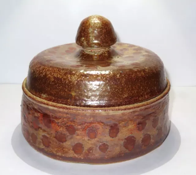 Studio Art Pottery Casserole Bowl Hand Thrown w/ Lid Artist Coni Kalinowski 7"