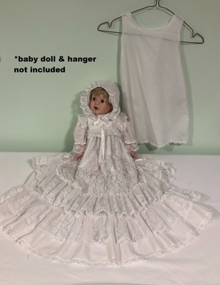 Christening Gown 3 pc set White Lace  Baby Girls Baptism Dress ALEXIS size 3 mos