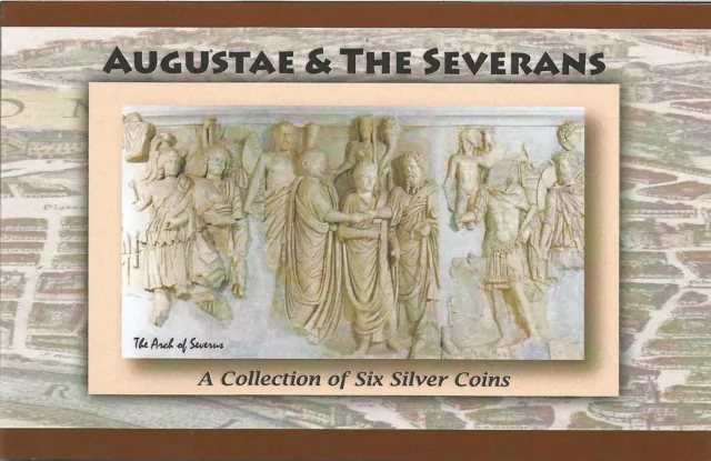 ANCIENT ROME SIX SILVER COIN SET - AUGUSTAE & The SEVERANS + Display Case + COA 3