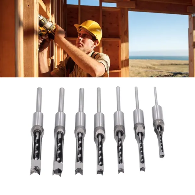 7 Pcs Woodworking Square Drill Bits Woodworking Hole Saw Mortising Chisel Drill