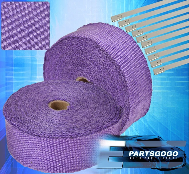 30 Feet Header Pipe Heat Cover Wrap+ Stainless Ties Purple