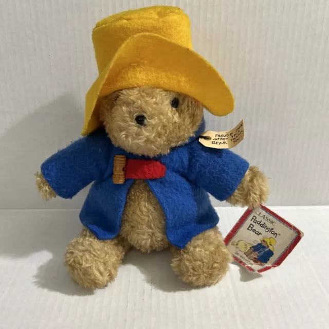 Vintage Classic Paddington Bear Eden With Tags Yellow Hat Blue Coat 8" NWT