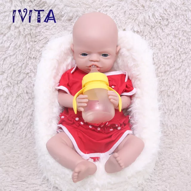 IVITA 19" Full Silicone Reborn Baby Girl Doll Friendly Lifelike for Kids Gift