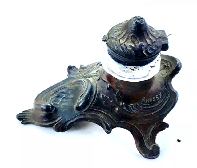 ANCIEN ENCRIER RÉGULE BROSSY ART NOUVEAU OLD INKWELL REGULATES Tintenfass