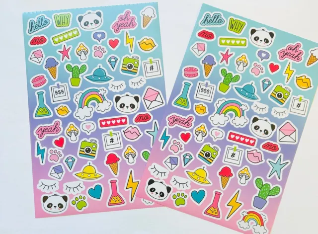 2 Sheets Groovy Girl Rainbow Summer Fun Stickers Crafts Planner Supply Scrapbook