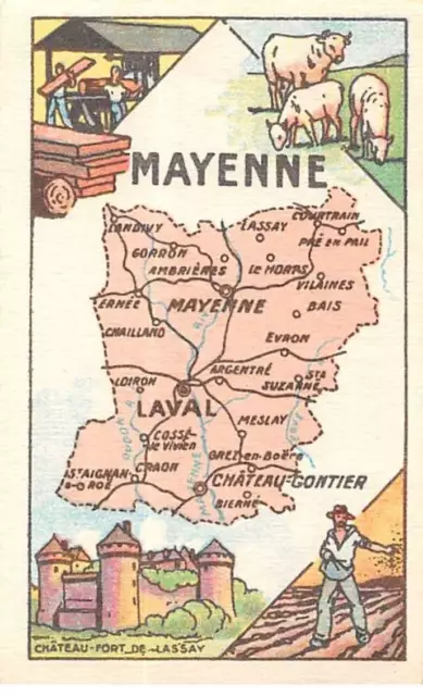 Chromos -COR10415- Chocolat Turenne - Carte de la Mayenne -   6x10 cm environ