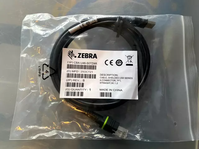 NEW USB cable CBA-U46-S07ZAR for DS3608,LI3608, DS3678 Zebra scanners,£30 value