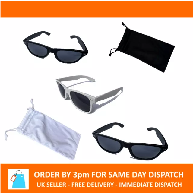 Classic Retro 80s Fashion Wayfare Sunglasses Black White Unisex Mens UV400