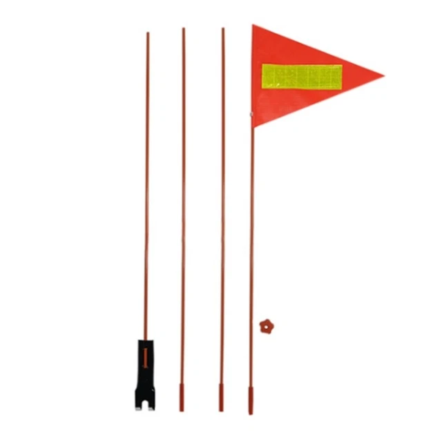Bike Safety Flag With Pole 2 Sets, 6-Foot Adjustable Height Sturdy Fiberglass Tear-Resistant Waterproof Orange Safety Flag (Orange And Red