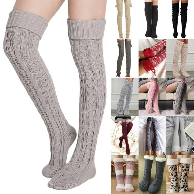 Ladies Knitted Over The Knee Leg Warmer Winter Thigh High Long Socks Stockings