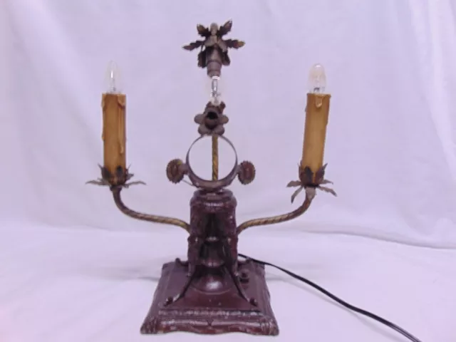 Lamp Ornate Cast Iron 3-Arm Electric Table Lamp Works