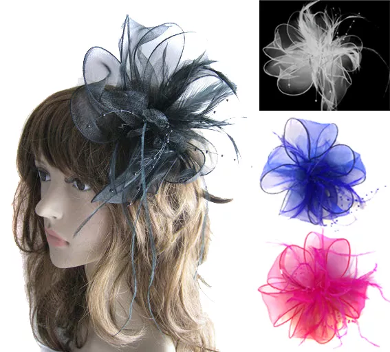 Ladies Feather Hair Wedding Fascinator Clip Races Bridal Hair Accessory Ascot