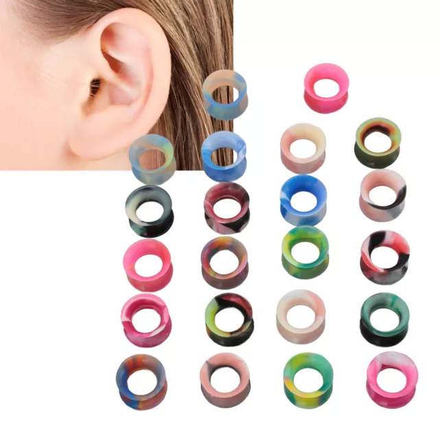 11 Pairs Silicone Ear Gauges 12mm Hollow Decorative Mixed Color Soft Ear GFL