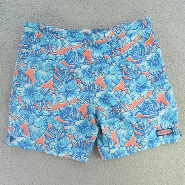 Vineyard Vines Swim Trunks Mens Medium Blue Pink Fish Print Shorts Swim Bathing