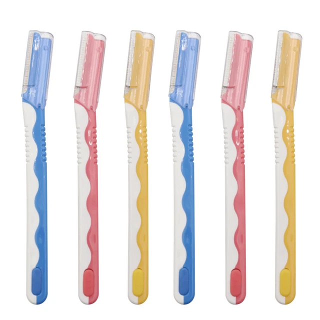 6 piezas Mujer Cortadora de Cejas Afeitadora Portátil Acero Inoxidable