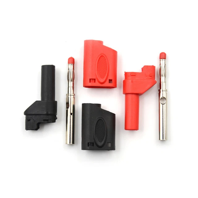 1 Pair Fully Insulated Solder Type 4mm Male Stackable Banana Plug Connector ^ME