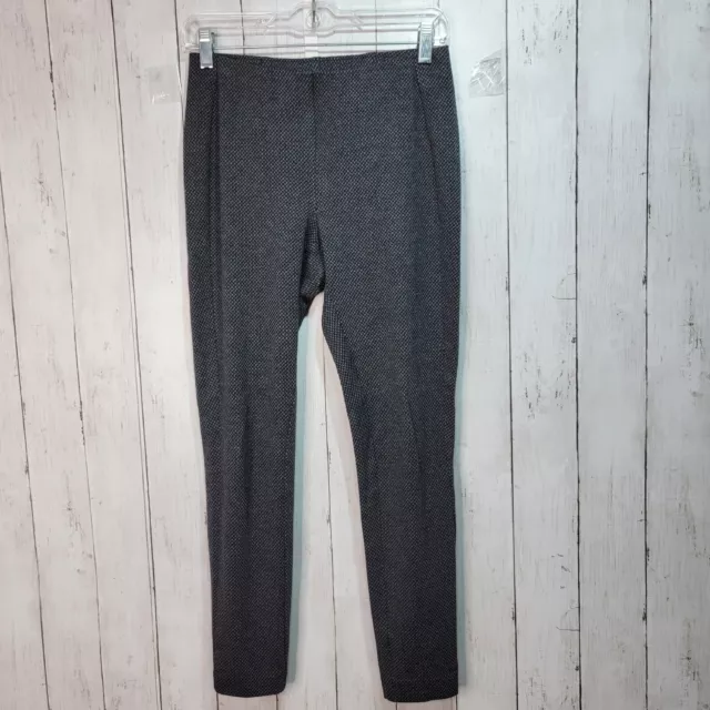 J Jill Ponte Knit Leggings Houndstooth Pants Gray Blue Stretch Size Small