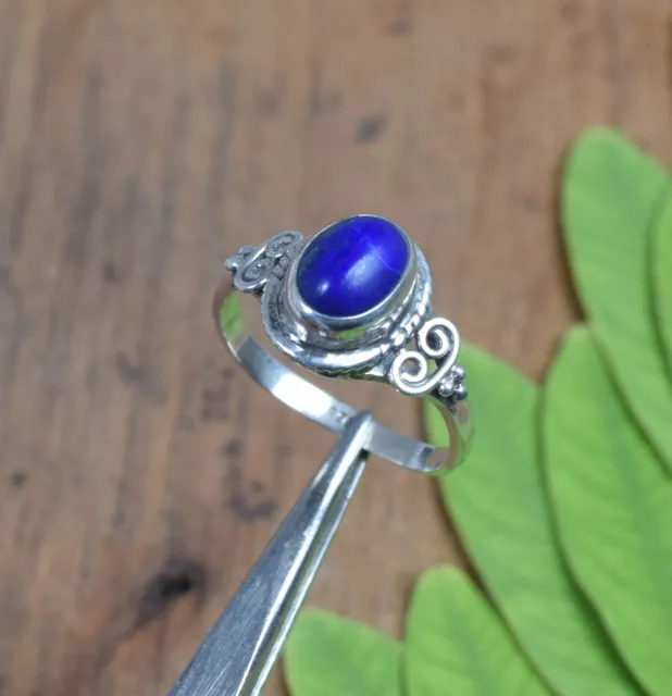 Natural Lapis Lazuli Ring 14K Solid Gold Gemstone Ring Vintage Blue Ge –  gemcitygems.com