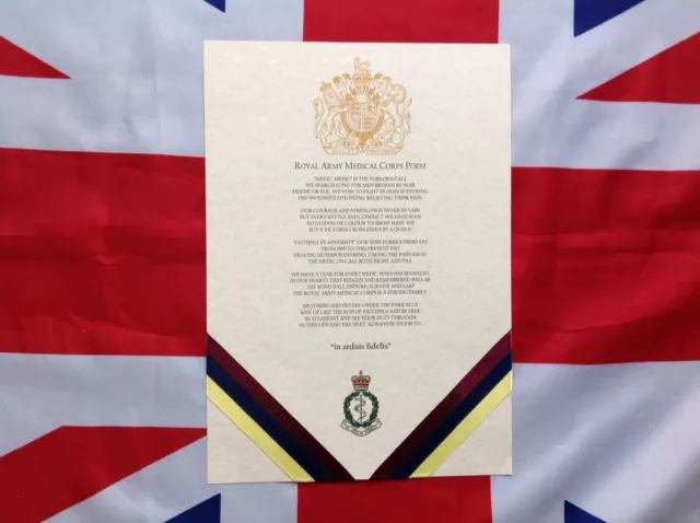 Royal Army Medical Corps  RAMC Poem (unframed, printed badge)