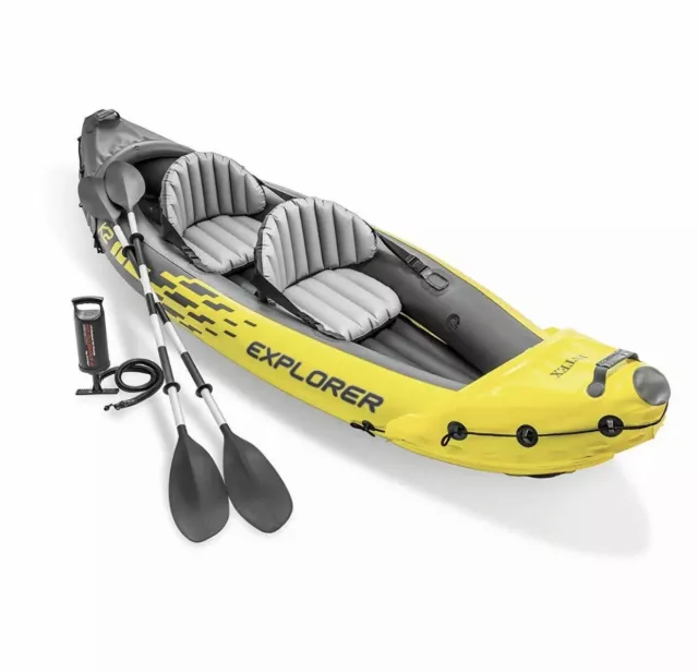 Intex Explorer K2 2-Person Inflatable Kayak Set with Oars and Air Pump, Yellow