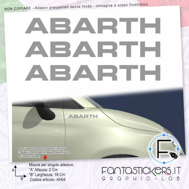 3x Adesivo Abarth Logo Dritto 500 595 695 Biposto - Auto Tuning Sticker AH04-4