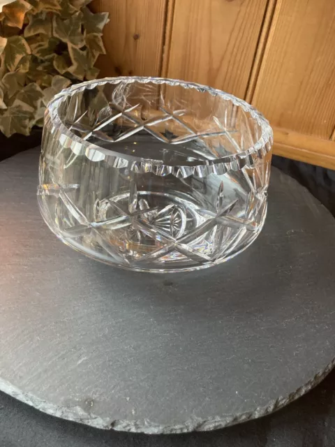 Lovely Heavy CUT GLASS Crystal FRUIT Dessert Serving Bowl