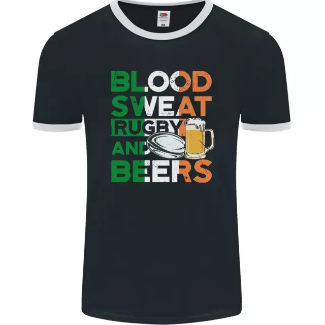 Maglietta Blood Sweat Rugby and Beers Ireland Divertente Uomo FotoL